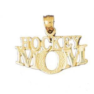 Dazzlers Jewelry Hockey Mom Pendant Necklace Charm Bracelet in Yellow, White or Rose Gold 9823, MPN…