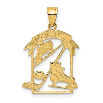 Hockey Story Framed Charm 14k Gold D4277, MPN: D4277, 637218019076