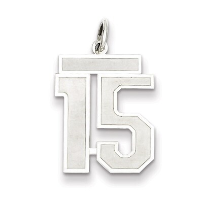 Pendant Number 15 Satin Sterling Silver Medium QPM15, MPN: QPM15, 883957126395