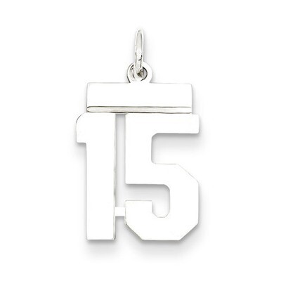 Pendant Number 15 Polished Sterling Silver Small QSS15, MPN: QSS15, 883957100630