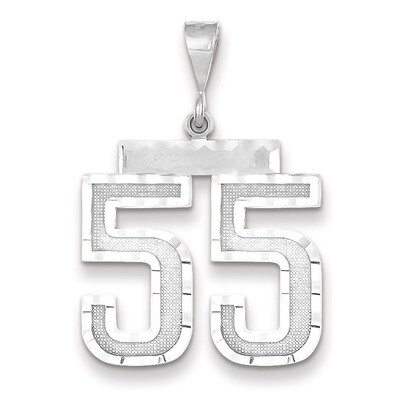 Number 55 Charm 14k white Gold Large Diamond -cut WLN55, MPN: WLN55, 883957124315