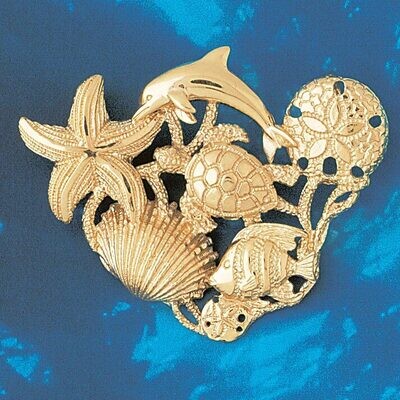 Dazzlers Jewelry Dolphin Turtle Starfish Slide Pendant Necklace Charm Bracelet in Yellow, White or …