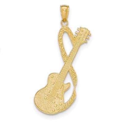Large Guitar with Strap Textured Pendant 14k Gold K5428, MPN: K5428, 637218069668
