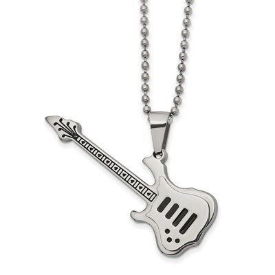 Enamel Guitar 24 Inch Necklace Stainless Steel Polished SRN2518-24 by Chisel, MPN: SRN2518-24, 1911…