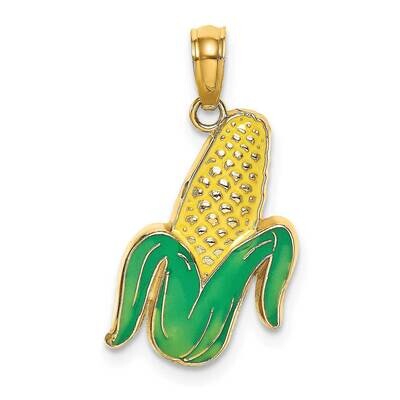 2-D Corn with Peeled Husk Charm 14k Gold Enamel K6906, MPN: K6906, 637218130535