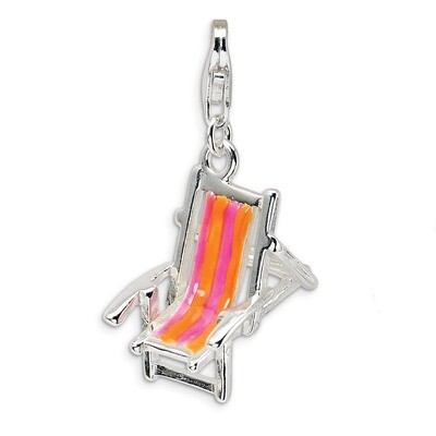 3-D Enamel Beach Chair Charm Sterling Silver QCC417 by Amore La Vita, MPN: QCC417, 883957333748