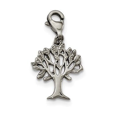 Tree with Lobster Clasp Charm Stainless Steel Polished SRCH238 by Chisel, MPN: SRCH238, 191101647918