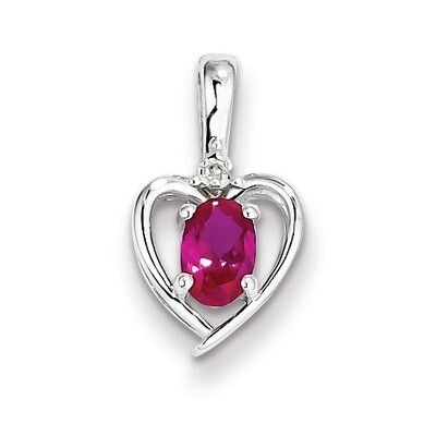 Ruby &amp; Diamond July Pendant Sterling Silver QBPD19JUL, MPN: QBPD19JUL, 883957500805