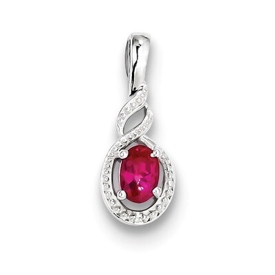 Ruby &amp; Diamond July Pendant Sterling Silver QBPD18JUL, MPN: QBPD18JUL, 883957500782