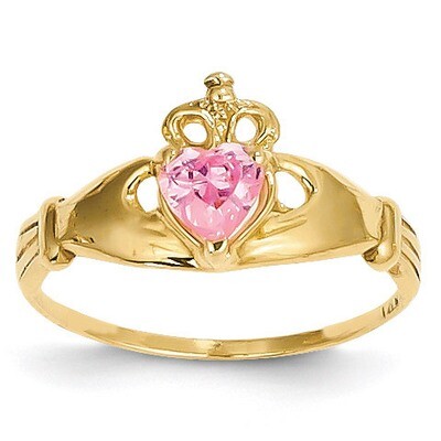 October Birthstone Claddagh Heart Ring 14k Gold Synthetic Diamond D1801, MPN: D1801, 883957898988