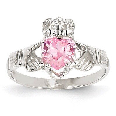 October Birthstone Claddagh Ring 14k White Gold R508, MPN: R508, 883957285269