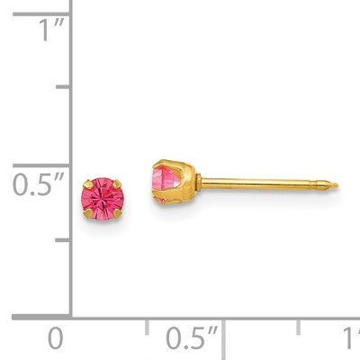3mm October Crystal Birthstone Post Earrings 14k Gold 102E, MPN: 102E,