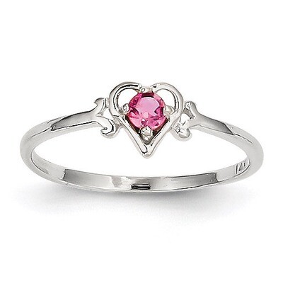 October Birthstone Heart Ring 14k White Gold Genuine YC421, MPN: YC421, 883957323893