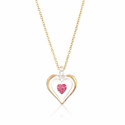 October Gold Trim Swarovski Birthstone Heart 18 inch Necklace GM9409, MPN: GM9409, 708873026522
