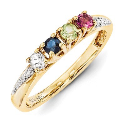 4 Birthstones Family Jewelry Diamond Semi-Set Ring 14k Yellow Gold XMR36/4, MPN: XMR36/4, 883957418…