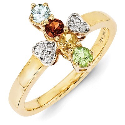 4 Birthstones Family Jewelry Diamond Semi-Set Ring 14k Yellow Gold XMR27/4, MPN: XMR27/4, 883957380…