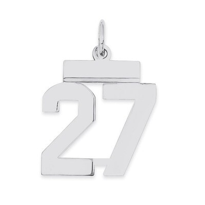 Pendant Number 27 Polished Sterling Silver Small QSS27, MPN: QSS27, 883957100760