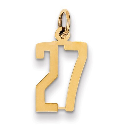 Number 27 Charm 14k Gold Small Polished Elongated LES27, MPN: LES27, 883957132570