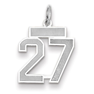 Number 27 Charm Small Satin 14k white Gold WSS27, MPN: WSS27, 883957071343