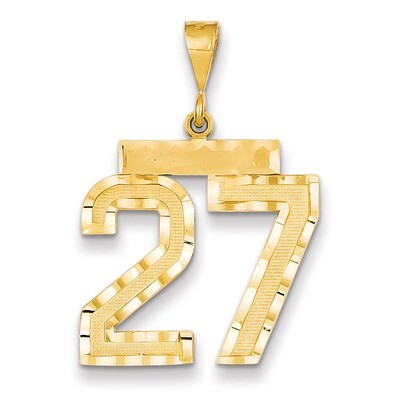 Number 27 Charm 14k Gold Large Diamond-cut LN27, MPN: LN27, 883957122182
