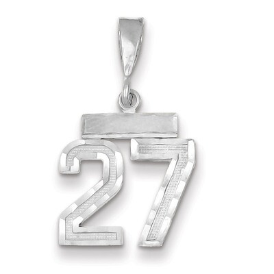 Number 27 Charm Small Diamond -cut 14k white Gold WSN27, MPN: WSN27, 883957111674