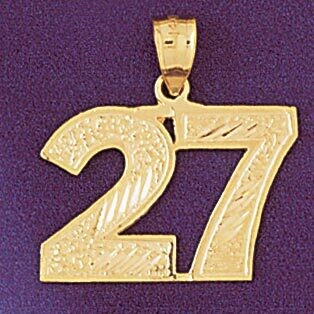 Dazzlers Jewelry Number 27 Pendant Necklace Charm Bracelet in Yellow, White or Rose Gold 950927, MP…