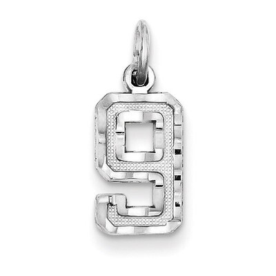 Number 9 Charm Diamond-cut Sterling Silver QSN09, MPN: QSN09, 883957121802