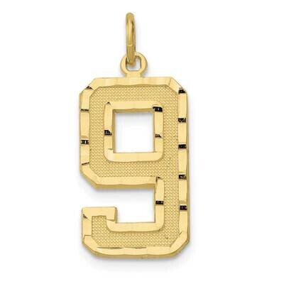 Diamond Cut Number 9 Charm 10k Gold Casted Large 10LN09, MPN: 10LN09,