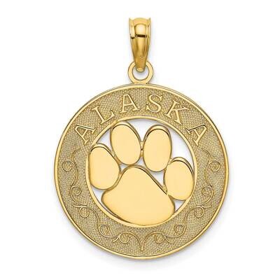 Alaska On Round Frame with Bear Paw Charm 14k Gold K8787, MPN: K8787, 637218157617