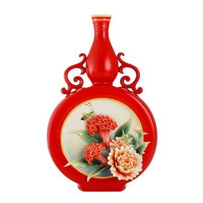 Franz Porcelain Grasshopper On Cockscomb Design Sculptured Porcelain Large Vase FZ02997, MPN: FZ029…