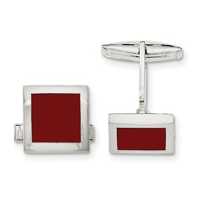 Red Agate Cufflinks Sterling Silver QQ579, MPN: QQ579,