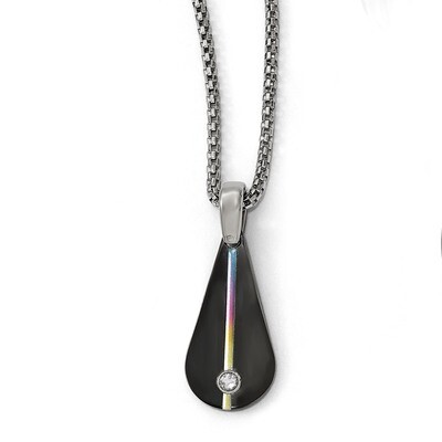 Edward Mirell Titanium Anodized Black Titanium White Sapphire 2 Inch Extension Necklace EMN156-16 b…