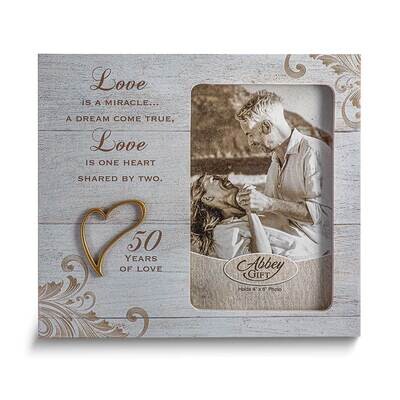 50th Anniversary Love Is A Miracle Gold-tone 4x6 Inch Photo Frame GM24304, MPN: GM24304, 7855253026…