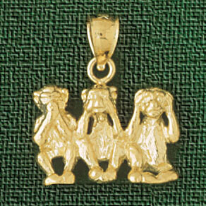 Dazzlers Jewelry Monkeys Pendant Necklace Charm Bracelet in Yellow, White or Rose Gold 2263, MPN: D…