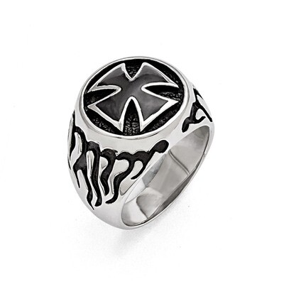 Polished Antiqued and Black IP-plated Ring - Stainless Steel SR416 by Chisel, MPN: SR416, 883957411…