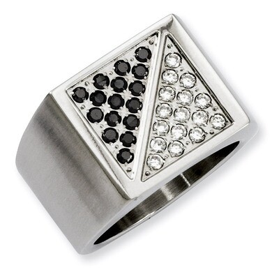 Black &amp; White Diamond Ring - Stainless Steel SR209 by Chisel, MPN: SR209, 883957205281