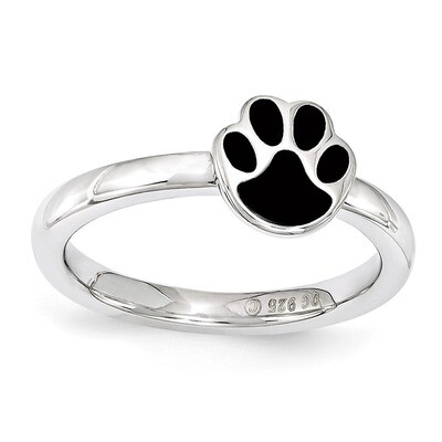 Black Enamel Ring - Sterling Silver QSK1495, MPN: QSK1495, 886774205151