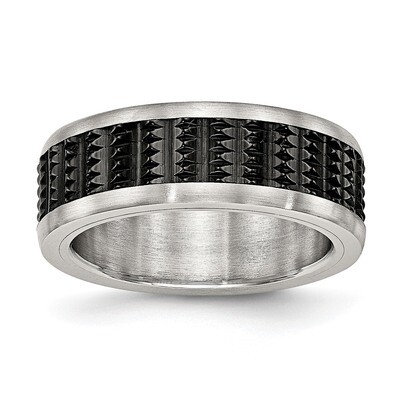 Black IP Textured Ring Stainless Steel Brushed SR583 by Chisel, MPN: SR583, 886774438214