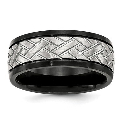 Black IP Grooved Ring Stainless Steel Brushed SR580 by Chisel, MPN: SR580, 886774437873