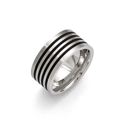Brushed Black Rubber 10.00mm Ring - Stainless Steel SR391 by Chisel, MPN: SR391, 886774389738
