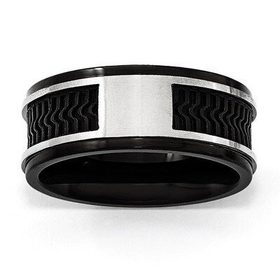 Black IP-plated with Rubber Inlay Ring - Stainless Steel SR457 by Chisel, MPN: SR457, 191101470677