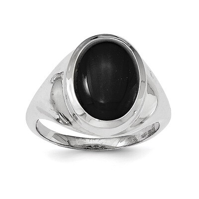 Black Agate Ring Sterling Silver Rhodium-plated QR6295, MPN: QR6295, 886774675923