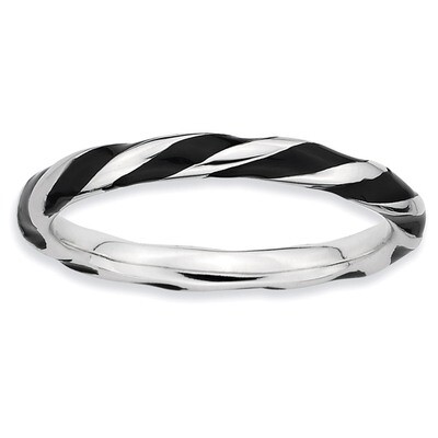 Twisted Black Enameled Ring - Sterling Silver QSK554, MPN: QSK554, 886774010687