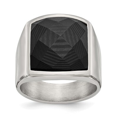 Solid Black Carbon Fiber Ring Stainless Steel Polished SR624 by Chisel, MPN: SR624, 191101021299