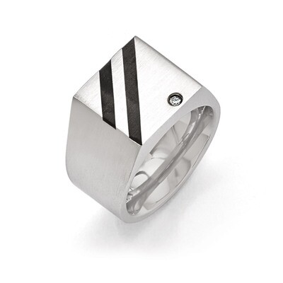 Brushed Black IP-plated Synthetic Diamond Ring - Stainless Steel SR398 by Chisel, MPN: SR398, 19110…