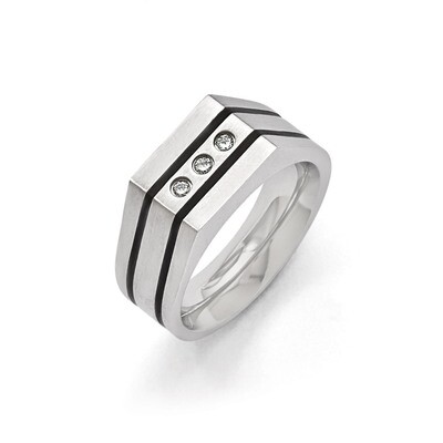 Brushed Black IP-plated Synthetic Diamonds Ring - Stainless Steel SR397 by Chisel, MPN: SR397, 1911…