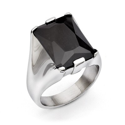 Black Synthetic Diamond Polished Ring - Stainless Steel SR282 by Chisel, MPN: SR282, 886774263137