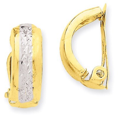 Non-pierced Earrings 14k Gold Polished &amp; Rhodium E845, MPN: E845, 886774561974