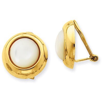Omega Clip MOP Non-pierced Earrings 14k Gold H940, MPN: H940, 658226126211