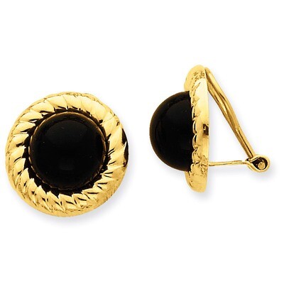 Omega Clip Non-Pierced Onyx Earrings 14k Gold H930, MPN: H930, 658226126174